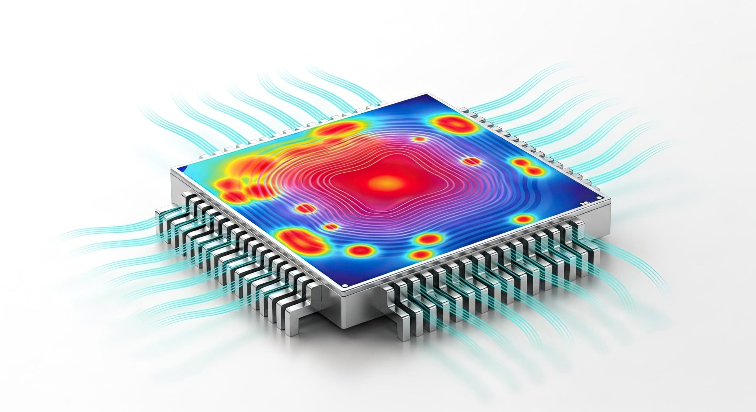 Thermal heat map of processor for direct-to-chip liquid cooling technologies